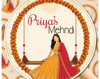 Personalised Custom  Wedding Stickers  Printed  Floral Labels Mehndi  Favours Sangeet Dholki Nikkah Party D5