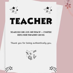 Carte de remerciement imprimable pour professeur, carte de remerciement de professeur, carte de professeur, merci de m'avoir aidé, carte d'un étudiant, téléchargement immédiat