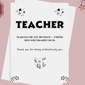 Carte de remerciement imprimable pour professeur, carte de remerciement de professeur, carte de professeur, merci de m'avoir aidé, carte d'un étudiant, téléchargement immédiat