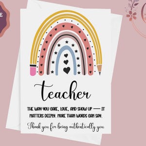 Carte de remerciement imprimable pour professeur, carte de remerciement de professeur, carte de professeur, merci de m'avoir aidé, carte d'un étudiant, téléchargement immédiat