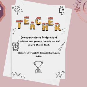 Lehrer-Ende des Jahres Karte zum Ausdrucken, Lehrer-Dankeschön-Karte, Erzieher Karte, Geschenk für Lehrer, Geschenk für Lehrer, sofortiger Download