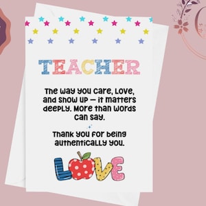Lehrer Karte, Lehrer Dankeschön Karte, Erzieher Karte, Lehrer Wertschätzung Geschenk, Jahresende Geschenk für Lehrer, Instant Download