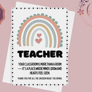 Cartes de remerciement pour professeur imprimables, carte d'éducateur, carte de professeur, carte de remerciement pour professeur, cadeau de fin d'année pour les professeurs, téléchargement immédiat