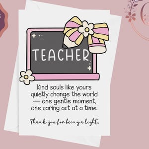 Carte de remerciement de professeur imprimable, carte de professeur, carte de remerciement de professeur, cadeau de fin d'année, carte d'un étudiant, téléchargement immédiat