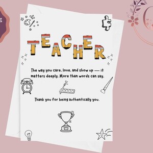 Carte de remerciement imprimable pour professeur, carte de remerciement de professeur, carte de professeur, merci de m'avoir aidé, carte d'un étudiant, téléchargement immédiat
