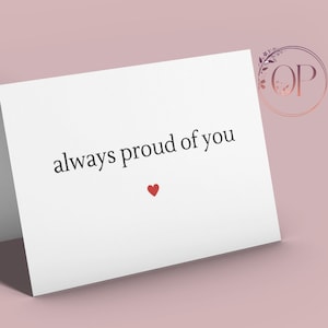 Cartão para impressão Always Proud of You, cartão de parabéns, cartão de formatura, cartão de novo emprego, cartão de parabéns, download digital de promoção de exame
