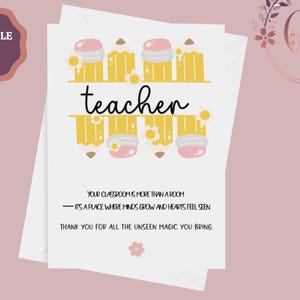 Lehrerkarten, Erzieher Karte, Dankeschön-Karte für Lehrer Wertschätzungswoche, Jahresende Geschenk für Lehrer, Sofort Download