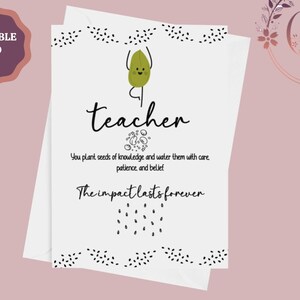 Carte de remerciement imprimable pour professeur, carte de remerciement de professeur, carte de professeur, merci de m'avoir aidé, carte d'un étudiant, téléchargement immédiat