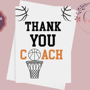 Biglietto di ringraziamento stampabile per allenatore di basket, biglietto di ringraziamento per allenatore di fine stagione, regalo per allenatore, download immediato
