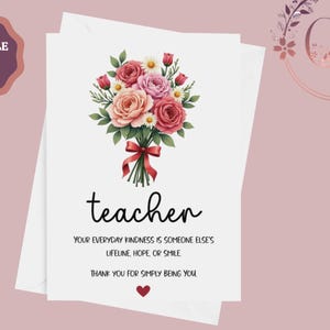 Carte de professeur imprimable, carte de remerciement de professeur, carte d'éducateur, cadeau de remerciement pour professeur, cadeau de fin d'année pour les professeurs, téléchargement immédiat