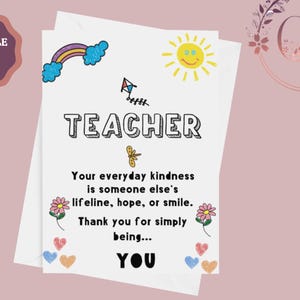 Carte de remerciement imprimable pour professeur, carte de remerciement de professeur, carte de professeur, merci de m'avoir aidé, carte d'un étudiant, téléchargement immédiat