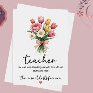 Lehrer Karte, Lehrer Dankeschön Karte, Erzieher Karte, Lehrer Wertschätzung Geschenk, Jahresende Geschenk für Lehrer, Instant Download