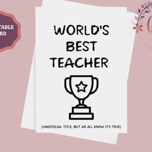 Weltbeste Lehrer-Dankeschön-Karte, am Ende der Schulkarte, Erzieher Karte, Geschenk für Lehrer, Lehrer Wertschätzung Wochentag, Instant Download