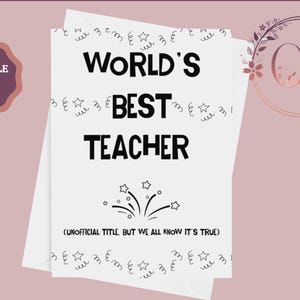 Weltbeste Lehrer-Dankeschön-Karte, am Ende der Schulkarte, Erzieher Karte, Geschenk für Lehrer, Lehrer Wertschätzung Wochentag, Instant Download