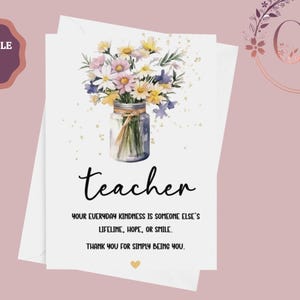 Carte de remerciement imprimable pour professeur, carte de remerciement de professeur, carte de professeur, merci de m'avoir aidé, carte d'un étudiant, téléchargement immédiat