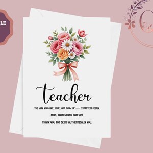 Carte de professeur imprimable, carte de remerciement de professeur, carte d'éducateur, cadeau de remerciement pour professeur, cadeau de fin d'année pour les professeurs, téléchargement immédiat