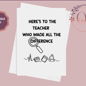 Carte imprimable de professeur, carte de la semaine d'appréciation, carte de remerciement de professeur, carte d'AT, carte d'assistant d'enseignement, d'un étudiant, téléchargement immédiat