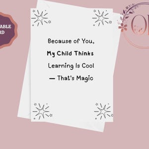 Carte parents pour enseignant imprimable, carte de professeur, carte de fin d'école, carte d'éducateur, carte de remerciement, cadeau pour enseignant, téléchargement immédiat au format PDF