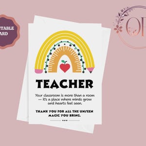 Carte de remerciement imprimable pour professeur, carte de remerciement de professeur, carte de professeur, merci de m'avoir aidé, carte d'un étudiant, téléchargement immédiat