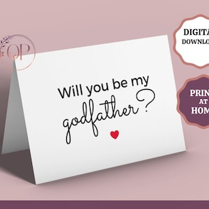Cartão para impressão Você será meu padrinho, cartão de proposta de padrinho, cartão para padrinho, cartão de batizado, download digital