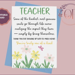 Danksagungskarten für Lehrer zum Ausdrucken, Lehrer Wertschätzung Karte, Lehrer Wertschätzung, Abschluss der Schule Geschenk für Lehrer, DIY Sofortiger Download PDF