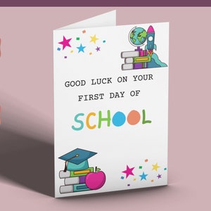Carte imprimable Bonne chance pour votre première journée d'école, carte de rentrée scolaire, carte de rentrée scolaire, nouvelle classe, carte de nouvelle session, téléchargement numérique