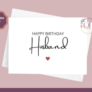 Carte d'anniversaire mari, carte imprimable pour mari, carte mari joyeux anniversaire, carte de la femme, téléchargement numérique