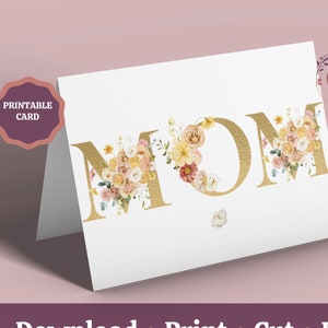 Cartão de mãe para impressão, cartão feminino, cartão para ela, cartão de aniversário, cartão de dia das mães, PDF para download instantâneo feminino