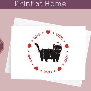 Cartão de Dia dos Namorados para Imprimir, Cartão de Dia dos Namorados para Amante de Gatos para Namorada e Namorado, Cartão de Aniversário para Ele e Ela, Download Instantâneo