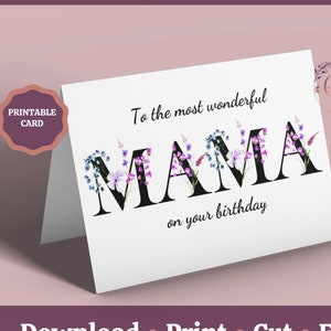 Mama Geburtstagskarte, druckbare Geburtstagskarte Mama, Happy Birthday Mama, Geburtstagskarte für Mama, Karte für sie, Mama Mutter, digitaler Download