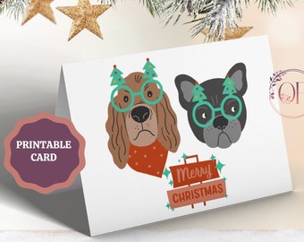 Merry Christmas Card Printable Holiday Card Festive Card - Etsy