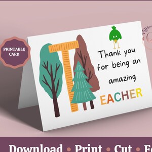 Cartão de agradecimento do professor para impressão, cartão de agradecimento do professor mentor, presente de fim de ano escolar para o professor
