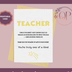 Carte de remerciement imprimable pour professeur, carte de remerciement de professeur, carte de professeur, merci de m'avoir aidé, carte d'un étudiant, téléchargement immédiat