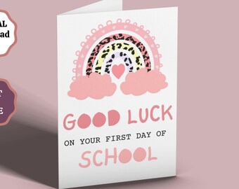 First Day Of School Printable Greeting Card, Starting School Card, New School Good Luck Card, Beginning School , Instant Download