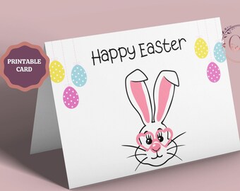 Easter Card Printable , Happy Easter Card, Easter Eggs Card for Children, Digital Easter Greeting Card, Instant Download, Print at Home