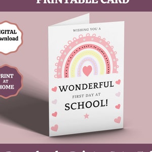 First Day at School Printable Card, Starting School, School Card, Back To School Card, Good Luck at School, Instant Download