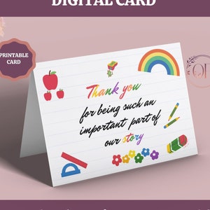 Cartão do professor, obrigado por fazer parte de nossa história Cartão para impressão, cartão de final de ano, cartão para mentor melhor amigo download digital