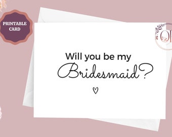 Printable Will You Be My Bridesmaid Card, Bridesmaid Proposal Card, Bridesmaid Card, Bridal Party Cards,  Wedding Card, Digital Download