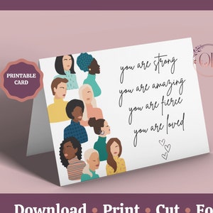 Internationaler Frauentag druckbare Grußkarte, Frauentagskarte, Frauen an der Macht, sofortiger Download PDF, digitaler Download