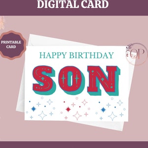 Son Birthday Card Printable, Son Card, Card for Son, Birthday Card for ...