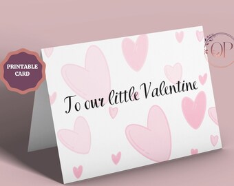 Daughter Valentine Card Printable, Our Little Valentine, Happy Valentines Day Card For Kids Children, Digital Download