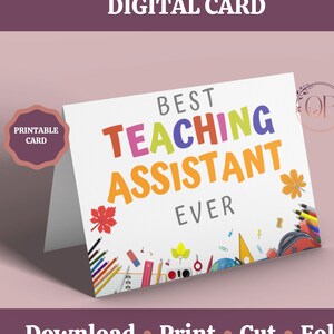 Carte de remerciement pour aide-enseignant à imprimer, carte de professeur, carte de remerciement, cadeau de fin d'année scolaire, cartes de remerciement, cartes de voeux
