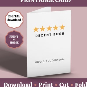 Tarjeta de cumpleaños de jefe, Tarjeta de feliz cumpleaños imprimible para jefe, Tarjeta de jefe decente, Tarjeta de jefe divertida, Tarjeta de jefe, Tarjeta para gerente, Descarga digital