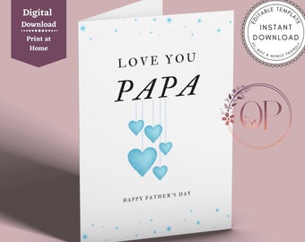Papa Father's Day Card Printable, Papa Card, 1st Father's Day, First Fathers Day, Card for Papa, Card from Son Daughter, Digital Download