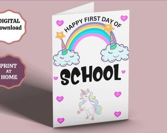 First Day Of School Card Printable, Back To School, Good Luck On Your First Day At School, New School Card, Starting School Digital Download