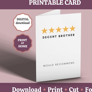 Bruder Geburtstagskarte, druckbare alles Gute zum Geburtstagskarte für Bruder, anständige Bruder Karte, lustige Bruder Karte, Bruder Karte, digitaler Download