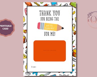 Thank You Gift Card Holder Printable, Teacher Thank You, Birthday DIY Gift Card Holder, Friend Gift,  Instant Download