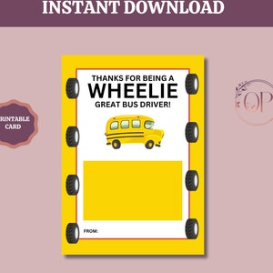 Bus Driver Gift Card Holder Printable, Thank You End of School Year Term Gift Card, Appreciation Gift, Instant Download