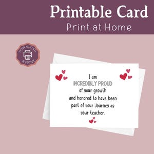 Printable End of School Year Student Gift from Teacher, Elementary School Class Gift, Kindergarten Graduation Message, Instant Download