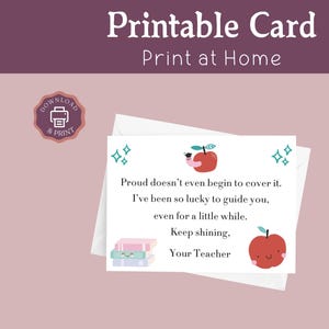 Carta de fin de curso para estudiantes, tarjeta imprimible para el último día de clases, regalo de maestro a estudiante, nota de despedida de clase (PDF, descarga instantánea)